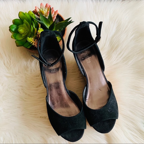 Charles by Charles David | Black Open Toe Wedges 8 - Picture 2 of 6